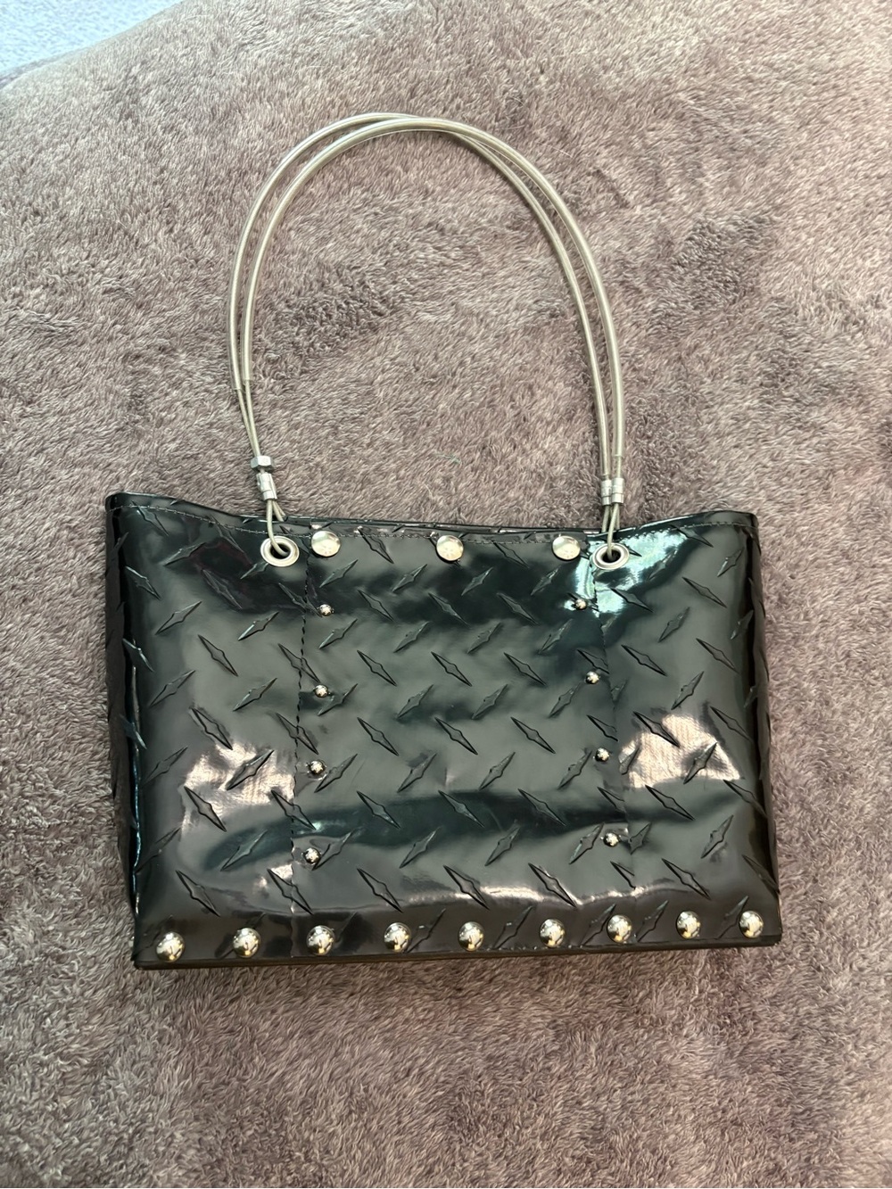 Hardware by Renee Black Patent Tote with Silver Hoop Handles - Picture 9 of 10
